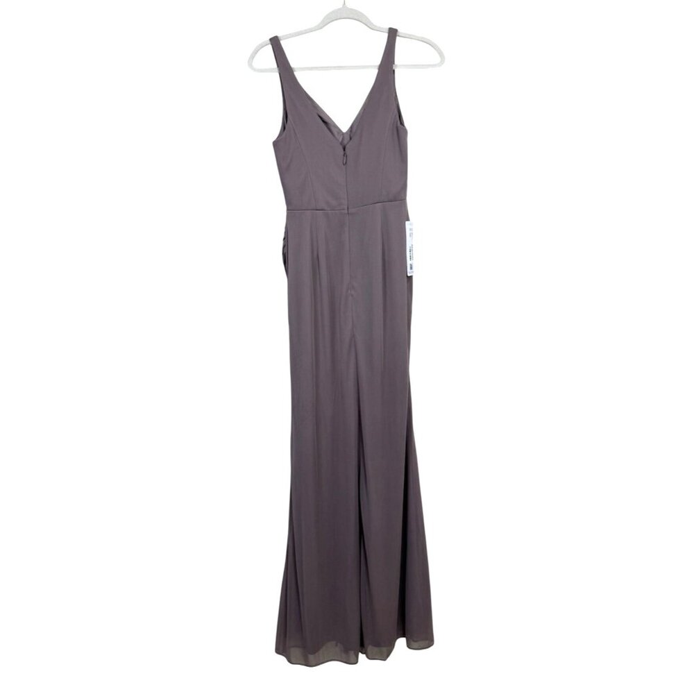 Azazie Leandra Mermaid Pleated Mesh Dress Bridesmaid Gown Hazelnut Pink Sz 2 NEW - Picture 2 of 10